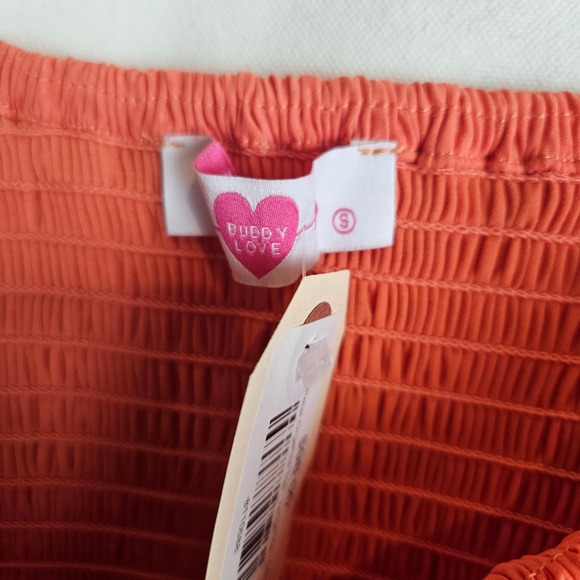 Buddy Love Petal Flower Applique Tank Top, tangerine salmon pink orange, size S - Picture 3 of 6